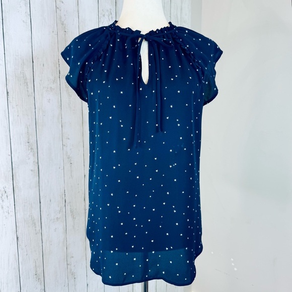 ✨ LOFT | Navy Star Print Blouse – Size Small ✨ - Picture 9 of 12